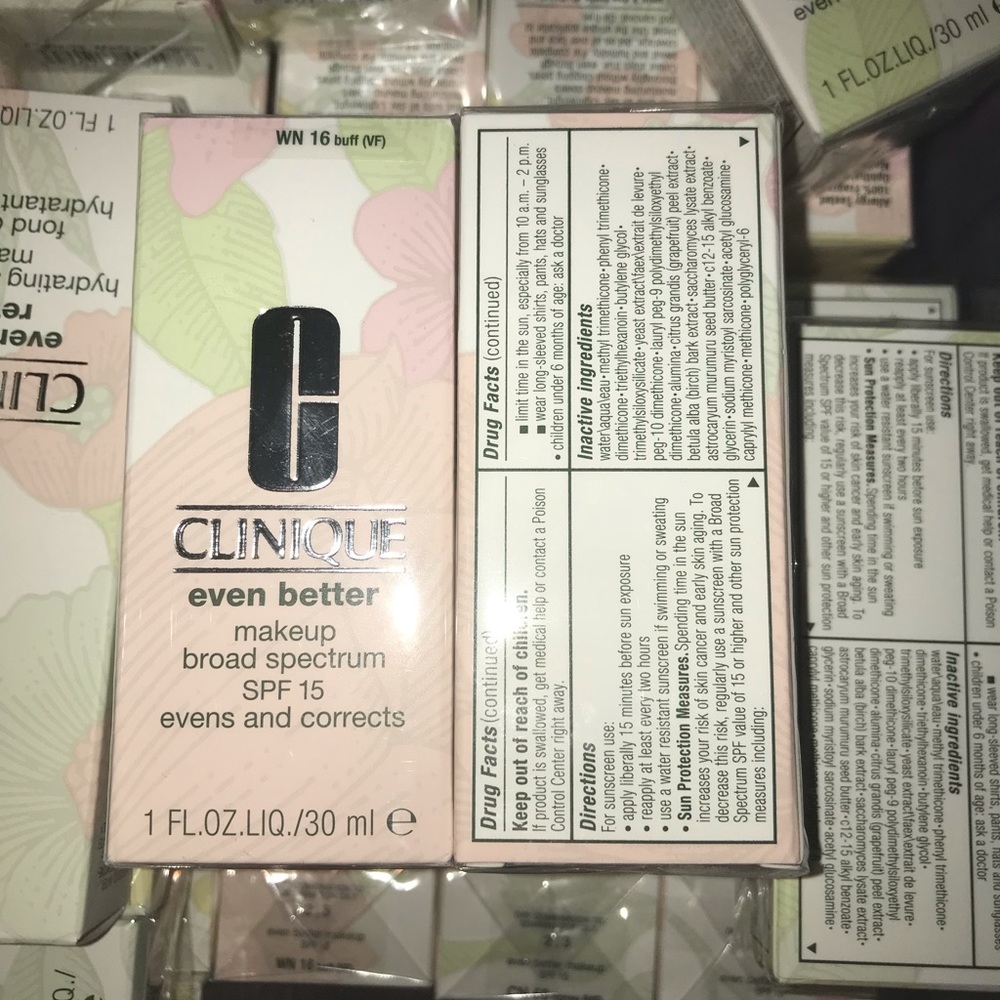 Clinique:makeup,facewash eyeliner,lipstick foundation,chubbystick Ask forpricing